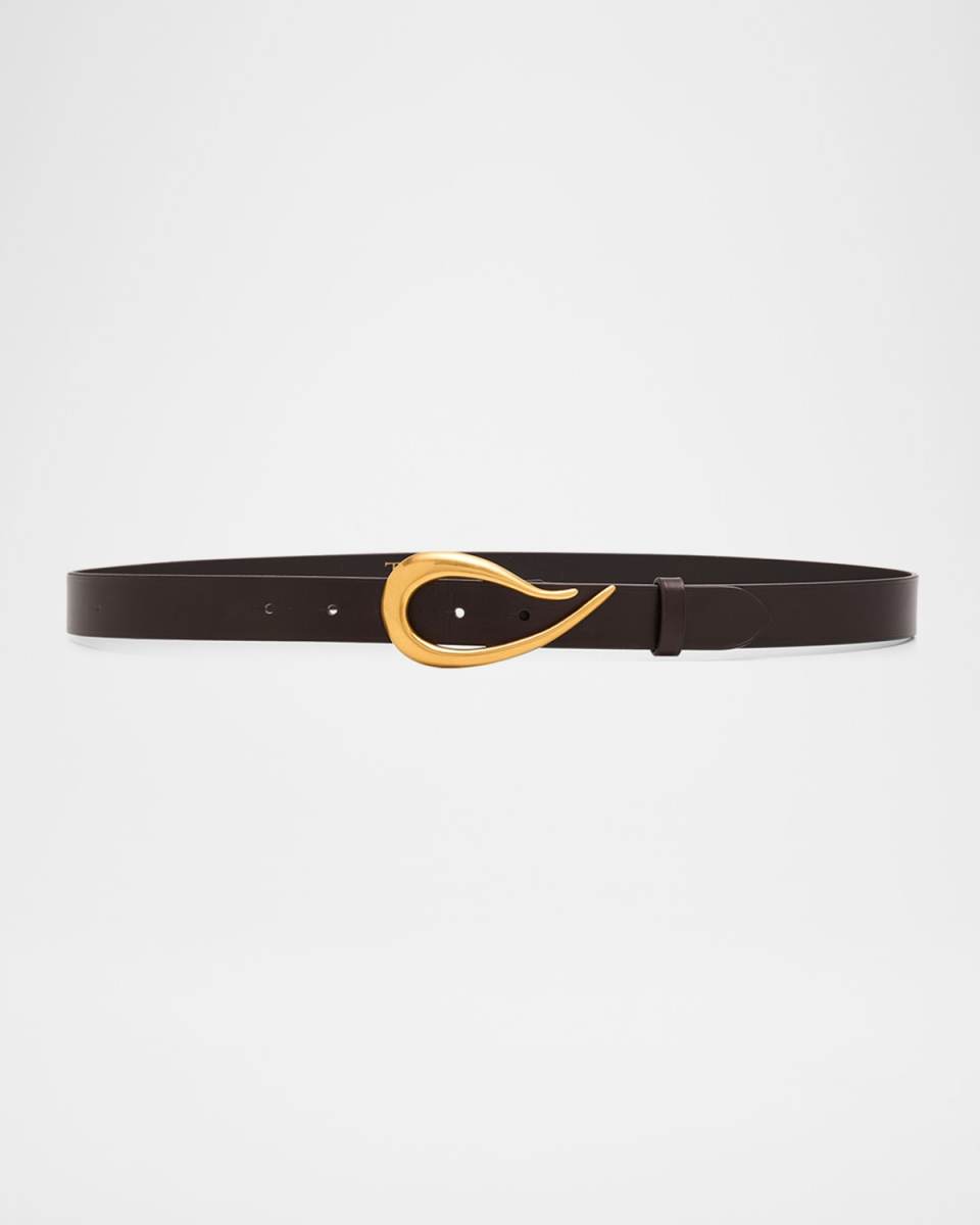 Medium Leather Belt with Snake Buckle